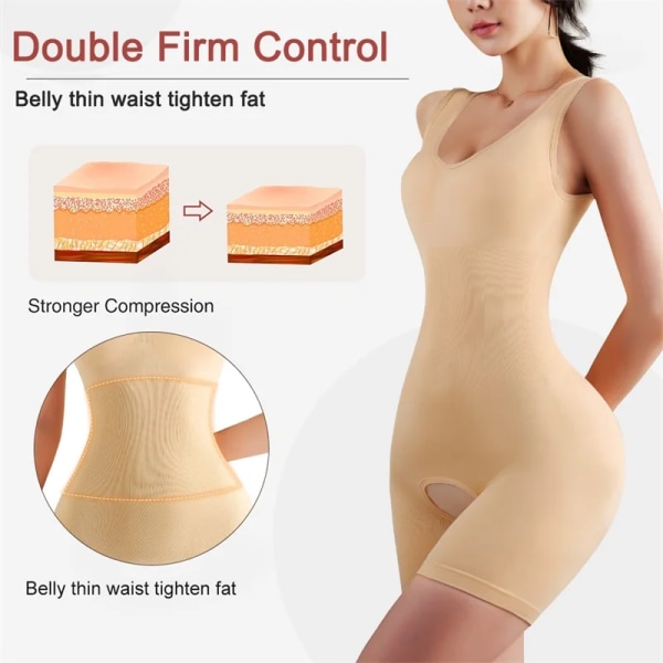 MiiOW Full Bantning Slida Kvinna Platt Mage Kroppsformare Fajas Colombianas Waist trainer Bodysuit Butt Lifter Postpartum Återhämtning Skin XL-XXL(65kg-80kg)