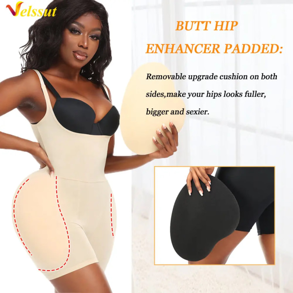 Velssut Body Shapewear för kvinnor med dyna Magkontroll Kroppsformare Sömlös rumplyftväst Slimmande underkläder under klänning SF1408-A 4XL