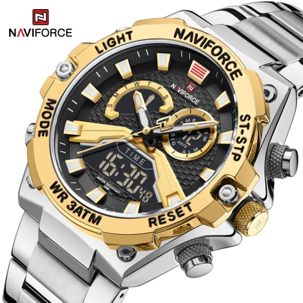 NAVIFORCE klockor för män Militärmode Lyx Kvarts Lysande Vattentät Digital Väckarklocka Armbandsur Watch Masculino BBEBE