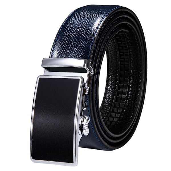 Högkvalitativt märke herrbälten blå koläder Automatiska spännen Spärr midjeband Bälte för män Klänning Jeans Kostym Byxor Present 2176DME 120cm