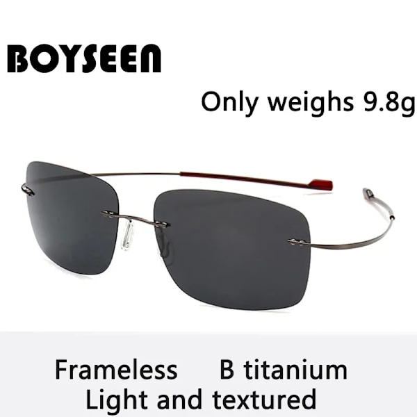 2021 NYHET Coola 100 % rent titan båglösa solglasögon Polariserade linser Grå Supertunna linser Solskyddad UV-skydd UV400 Oculos C4 Dark green lens Other