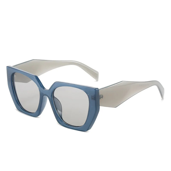 Retro Polygon Cat Eye Solglasögon Kvinnor Färgglada Modemärke Designer Solglasögon Vintage Gradient Shades UV400 Herr Solglasögon blue gray As shown