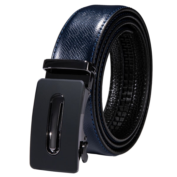 Högkvalitativt märke herrbälten blå koläder Automatiska spännen Spärr midjeband Bälte för män Klänning Jeans Kostym Byxor Present 0030DME 110cm