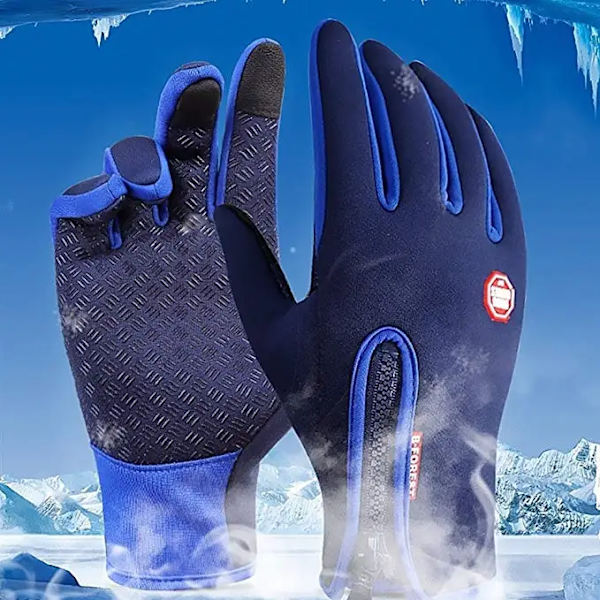 Vinterhandskar Män Kvinnor Cykling Helfinger Pekskärm Thermal Vindtäta Vintervarma handskar för vandring Löpning Körning Black XL