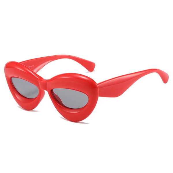SO&EI Retro Cat Eye Candy Färg Solglasögon Dammodemärke Designer Ovala linsskydd UV400 Män Gul Rosa Solglasögon Red grey As the picture