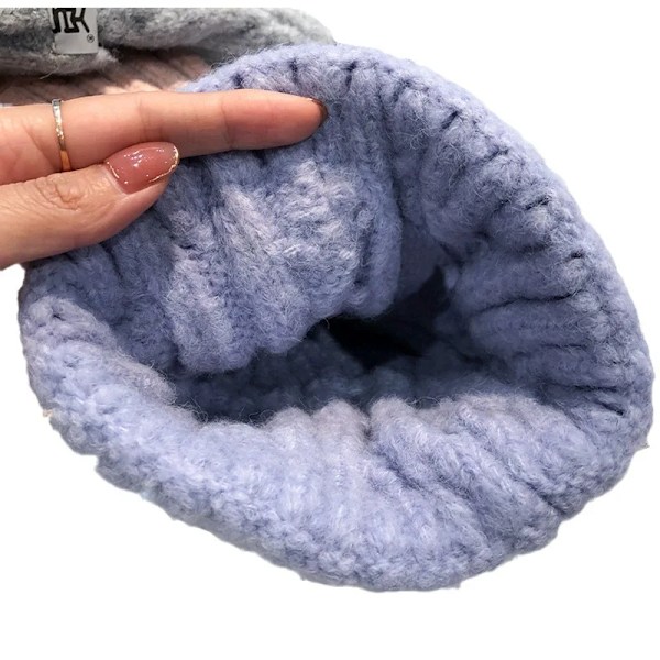 Vintermössor för kvinnor, beanies, flerfärgade, högkvalitativa mössor för kvinnor, tjej, vridmönster Dark Grey 55-59cm