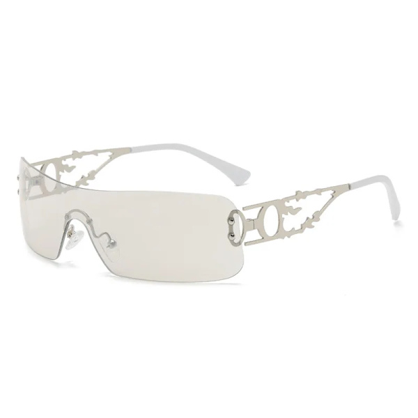 Nya Punk One Piece Solglasögon Dam 2000-talets märkesdesigner Y2k Solglasögon omlott Solskyddsglasögon Män Glasögon Glasögon Lentes silver as shown