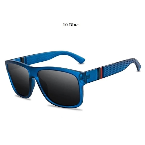 Lyxiga retropolariserade solglasögon Män Kvinnor Mode Kvadratisk Märke Designer Kör Solglasögon Svarta solglasögon Fiske Anti-bländning 10 Blue