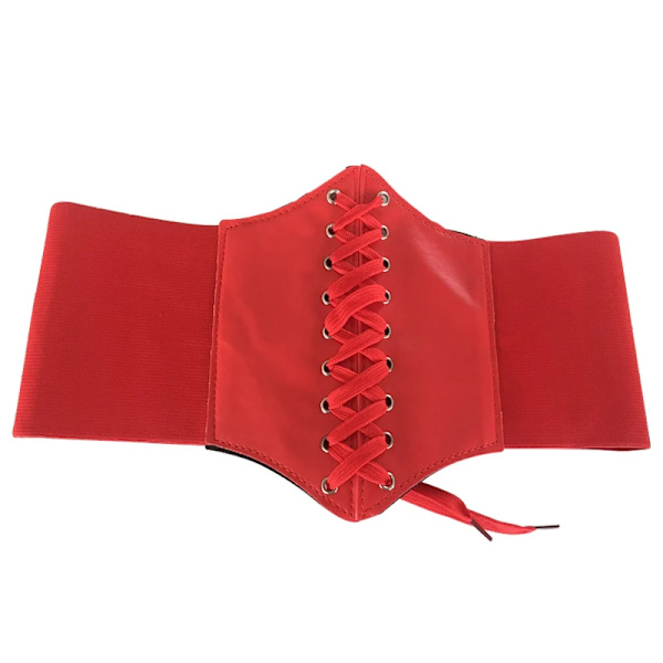 2020 Korsett Wide Pu Läder Slimming Body Bälten för kvinnor Elastiska hög midja bälten cinto sobretudo feminin ceinture femme fajas Red 68-80cm