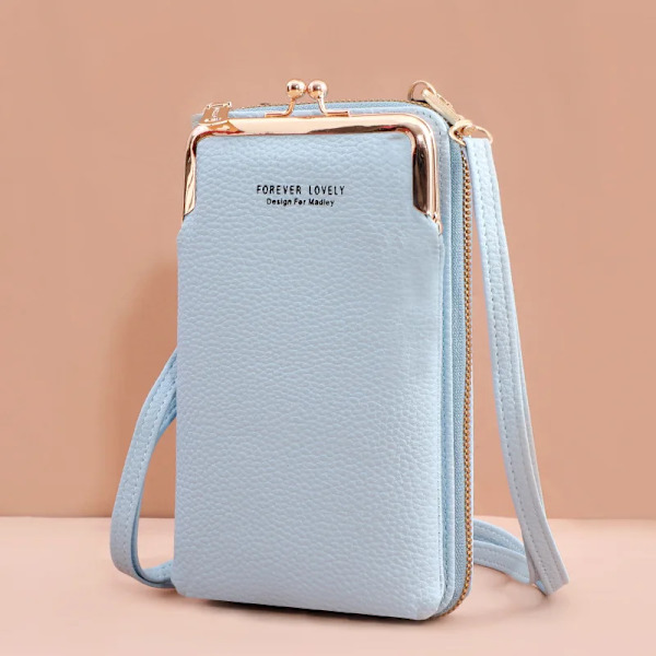 3 stilar kvinnor väskor mjuka läder plånböcker Pekskärm mobiltelefon handväska Crossbody axelrem handväska för dam Blue 2