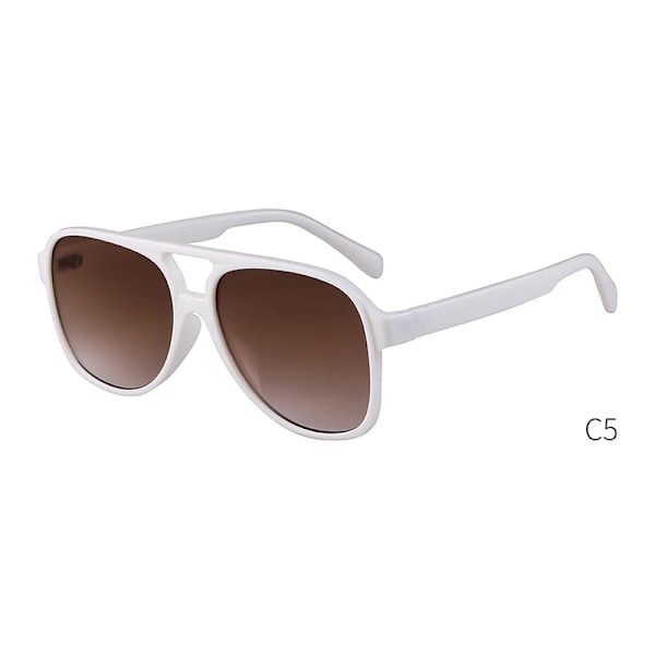 WHO CUTIE Oversized Aviation Polarized Solglasögon Dam Märkesdesign Mode Trendig Pilot Plast Vintage Män Solglasögon Skärmar C5 white As Picture