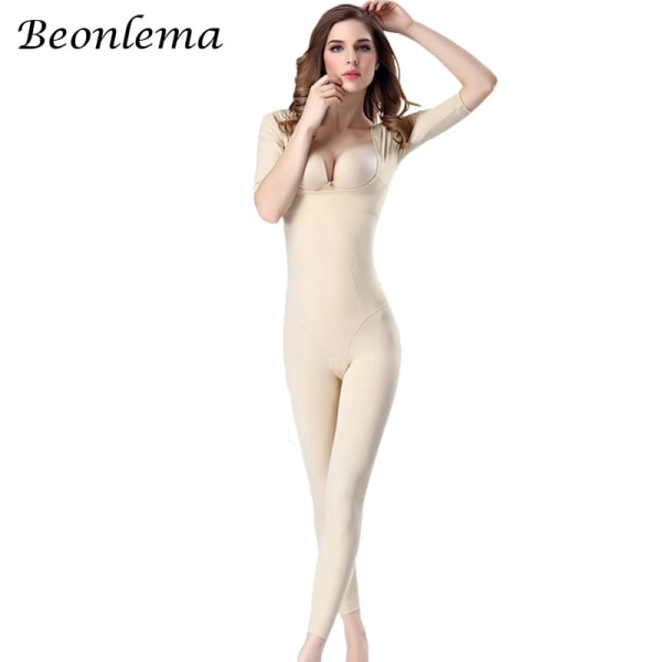 Beonlema Kvinnor Body Modeling Shaper Full Lång Ben Shapewear Sömlös magkompression Slimmande Underkläder Plus Size Bodysuit Black2 XXXL