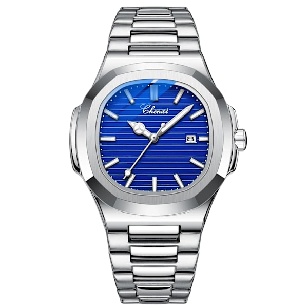 CHENXI 2023 Nya herrklockor Business Clock Top Lyxmärke Quartz Watch Rostfritt stål Vattentät självlysande armbandsur Silver Blue