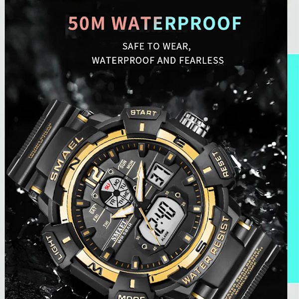 Watch för män Militärklocka Mode White Hour 50M Vattentät Lysande händer Armbandsur Digital 8045 Herrklockor Quartz LIGHTGREEN