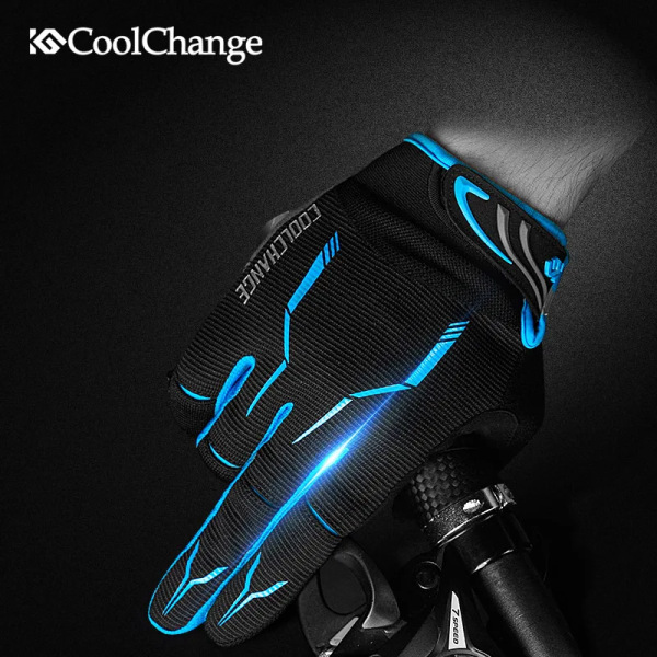 CoolChange Touch Screen Cykelhandskar för män GEL Pad Full Finger Bike Cykelhandskar MTB BMX Road Mountain Bike Cykelhandske Red M