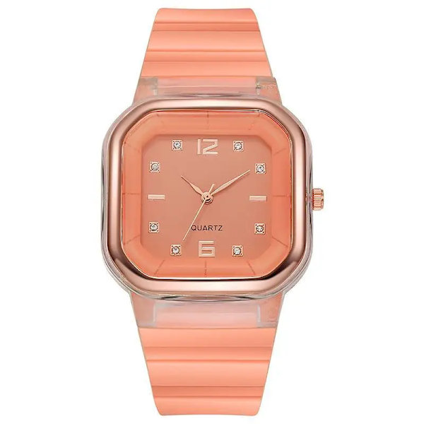 Godisfärger Silikon Square Quartz Watch Enkel Sport Multifunktionell Watch Watch för män organge