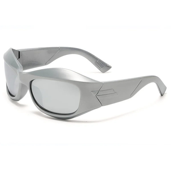 Steampunk Cykling Y2K Solglasögon Dam Oversize Sport Solglasögon för män Sportglasögon Solglasögon Occhiali Da Sole Donna Silver