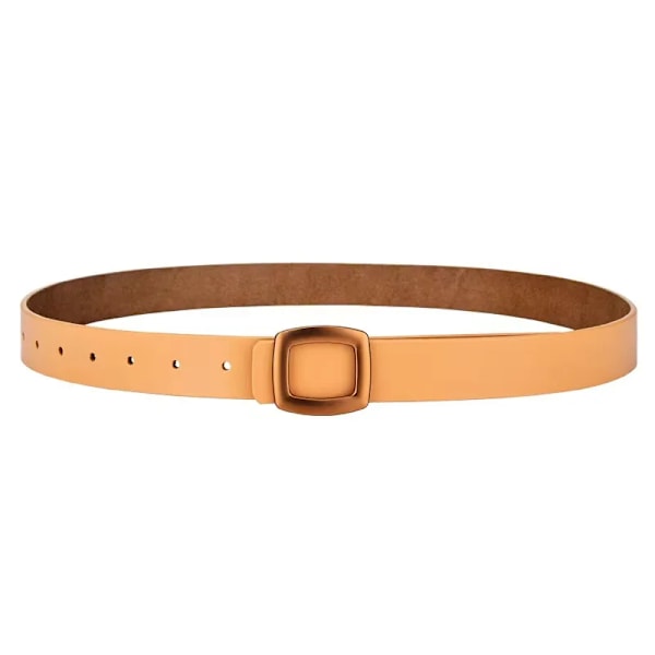 2021 nya bälten för kvinnor äkta läder lyxiga designerjeansbälte Dam midjeband Mode fyrkantigt metall spänne bälte dam svart apricot 95CM