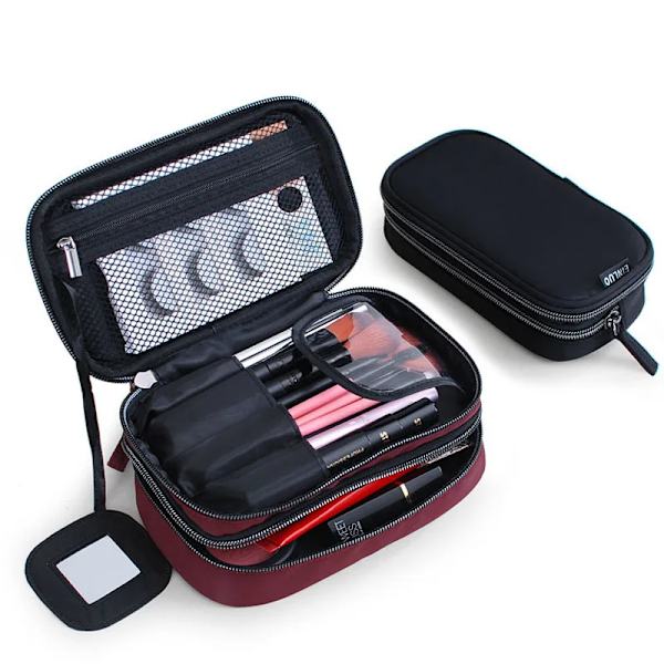 Case Snygg vattentät kosmetisk väska Organizer Case Toalettpaket för mini case toalettpåse Wine red L