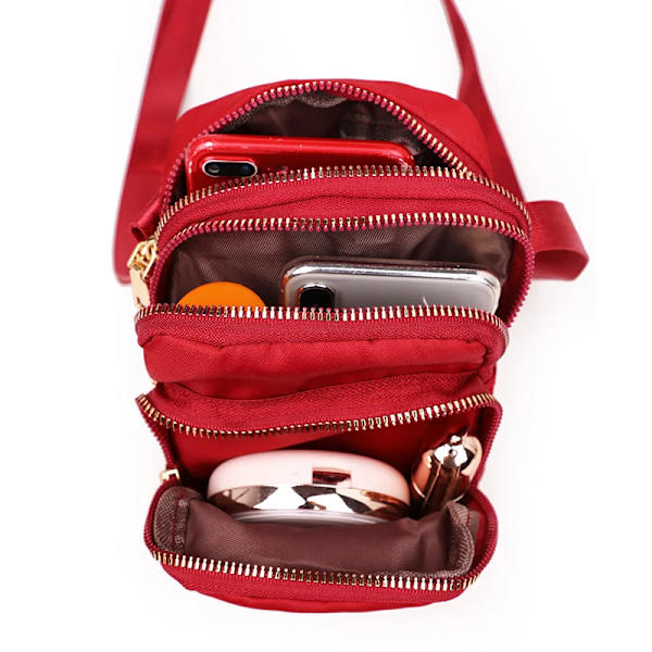 Mode Kvinnor Handväska Crossbody Dragkedja Mobiltelefon Axelväska Dam Kvinna Multifunktion Handväska Ny Hot Red