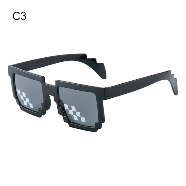 1PC Square Pixel Mosaic Solglasögon Cosplay Actionspel Leksaksglasögon Thug Fashion Retro Life Glasögon gynnar för barn och vuxna 5D87-C3