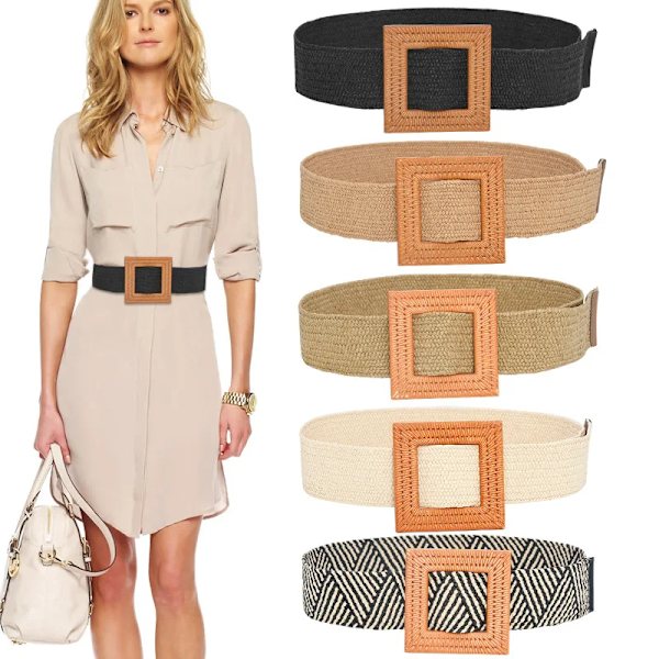 Bälten för kvinnor Nya dam pärlor elastisk midjekedja vattenborr inlagd med pärla elastisk lyx mode klänning tillbehör square buckle 100cm 110cm