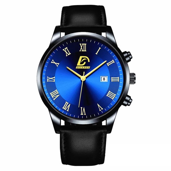2022 Mode Herr Guld Klockor i rostfritt stål Lyx Minimalistisk Quartz Armbandsur Herr Business Casual Watch relogio masculino Leather Black Blue