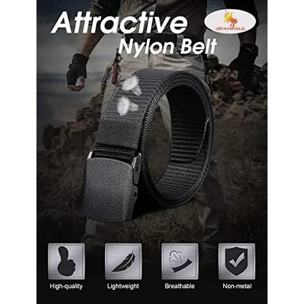 JIFANPAUL Automatiskt spänne Nylon Man Army Taktiskt Bälte Herr Militär midja Canvasbälten Cummerbunds Högkvalitetsrem PLM Khaki 125cm