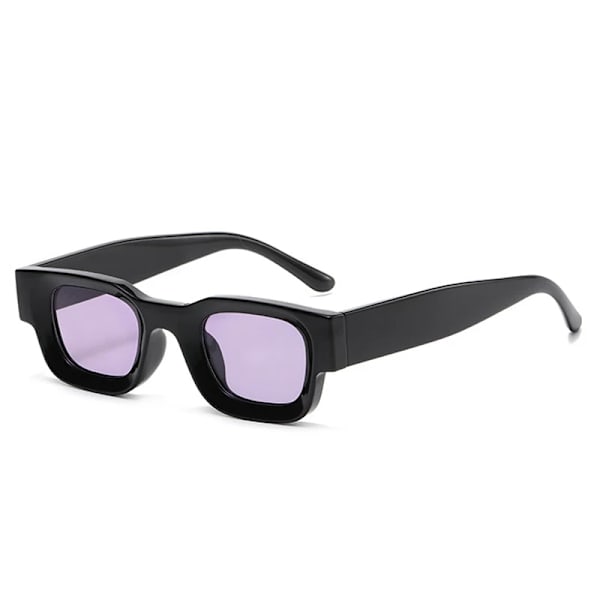 SO&EI Ins Populärt mode Små fyrkantiga polariserade solglasögon Dam Retro Punk Shades UV400 Män Trendiga solglasögon Black purple As the picture