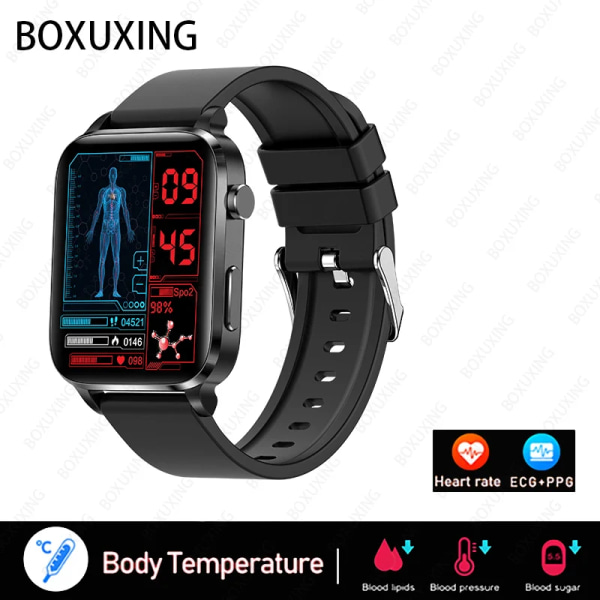 Ny Blodsocker Smart Watch Herr Sangao Laser Treat Hälsa Puls Blodtryck Sport Smartwatch Kvinnor Watch Black Silicon