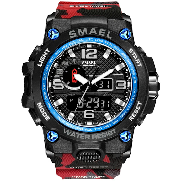 SMAEL Dual Display Digital LED Watch Pointer Typ Quartz Elektriska klockor Relogio Masculino Uomo Sportklocka 1545 CAMORED