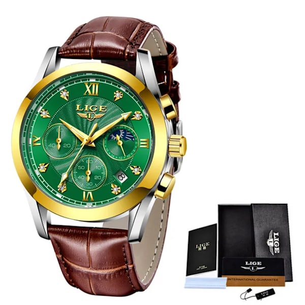 LIGE 2023 New Fashion Watch Dam Klockor Dam Creative Steel Dam Armband Klockor Dam Vattentäta klockor Relogio Feminino Gold green L