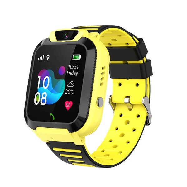 2G Kids Smart Watch SOS Call LBS Tracker Plats Simkort Kid Watch Kamera Röstchatt IP68 Vattentät Smartwatch för barn Yellow
