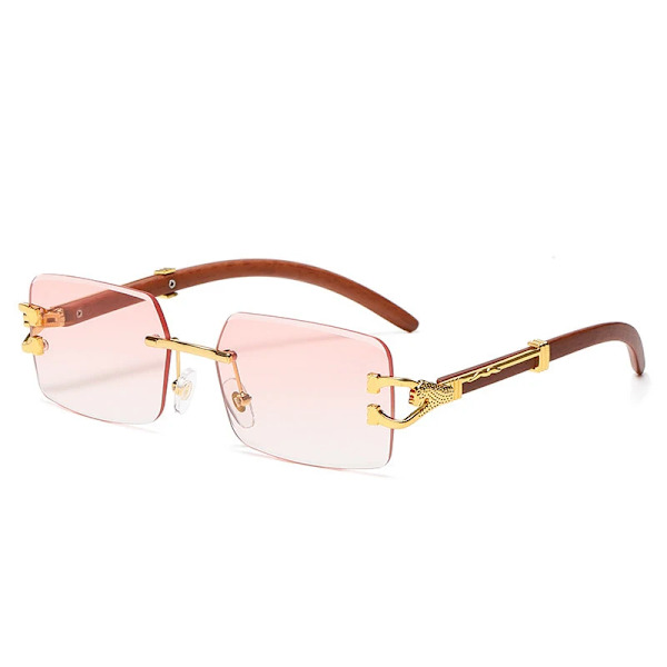 CATERSIDE rektangel utan båge solglasögon män Ny fyrkantig diamant leopard dekorera glasögon gradient grön blå färg solglasögon C05 Gold Pink As Photos Showing