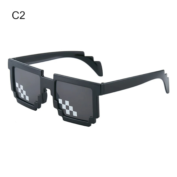 1PC Square Pixel Mosaic Solglasögon Cosplay Actionspel Leksaksglasögon Thug Fashion Retro Life Glasögon gynnar för barn och vuxna 5D87-C2