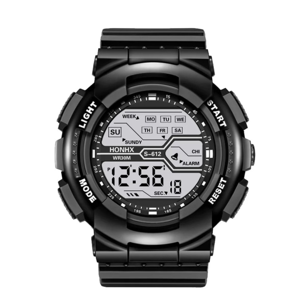 Utomhussport Watch Multifunktion stor skärm LED Elektronisk Vattentät Lysande Militär Digital Armbandsur Reloj Hombre White