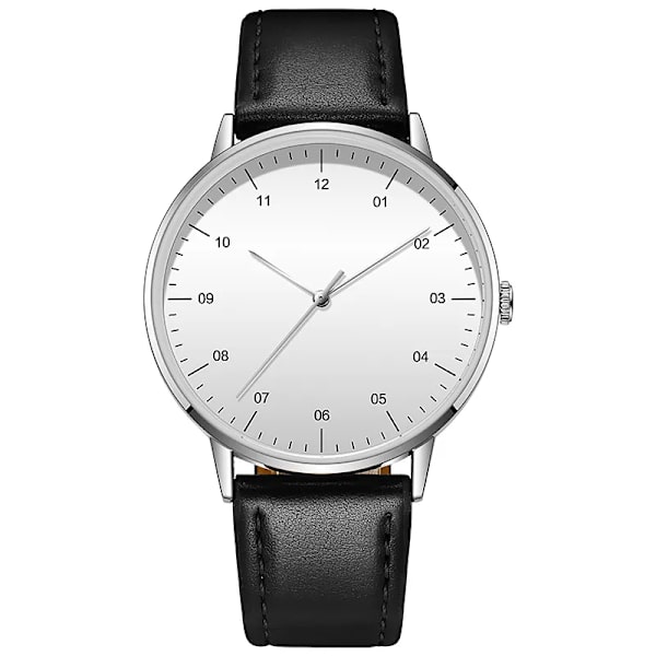 Ingen logotyp Business Watch Japan Movement PU-läderrem Tunn ram Enkel design minimalism White