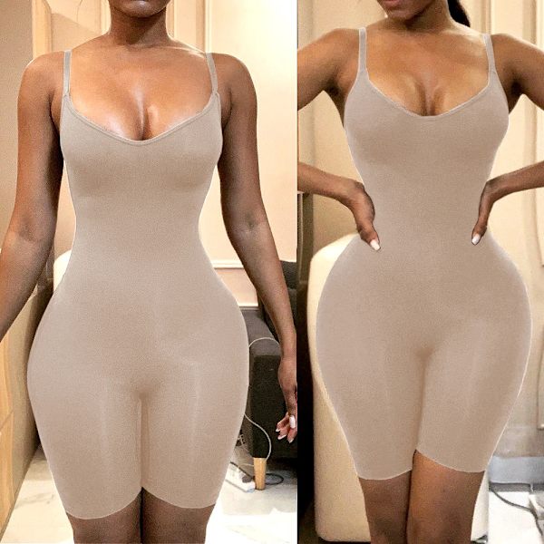 Body Shaper Fajas Colombianas Seamless Dam Bodysuits Slimming Waist Trainer Shapewear Push Up Butt Lifter Magkontroll Korsett apricot with shorts L