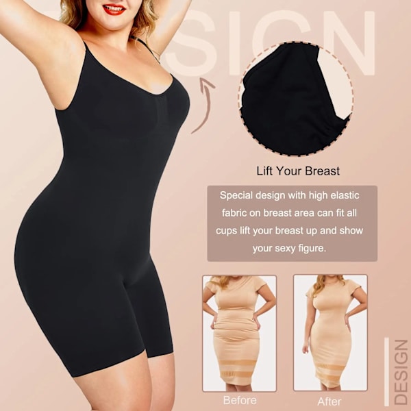 Sömlös Shapewear Body för kvinnor Magkontroll Body Shaper Rumplyft Fajas Colombianas Slim Catsuit Body Shaper Underwea Black XL
