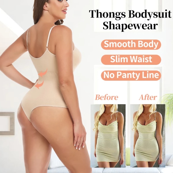 Strumpor Body Kvinnor Shapewear Magekontroll Kroppsformare Slät Osynlig Underklänning Banta Underkläder Camisole Jumpsuit Nude L