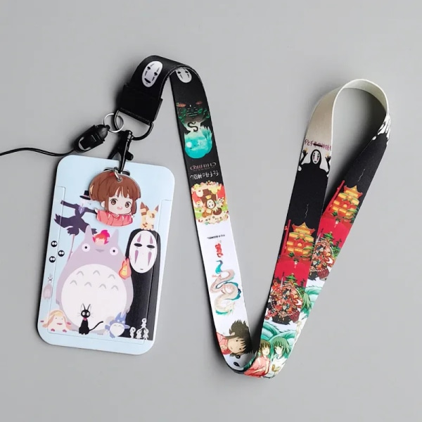 1 set Anime Spirited Away PVC-kortfodral Kortnyckel Lanyard Cosplay Badge ID-kort Hållare Halsband Case QX-A