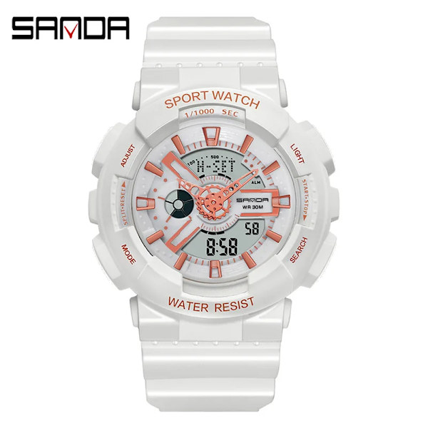 Dam Klockor Män Sanda Top Märke Lyx Rosa Lover Watch Klocka Quatz LED Digital Sport Watch för Dam Män Vattentät white rose women
