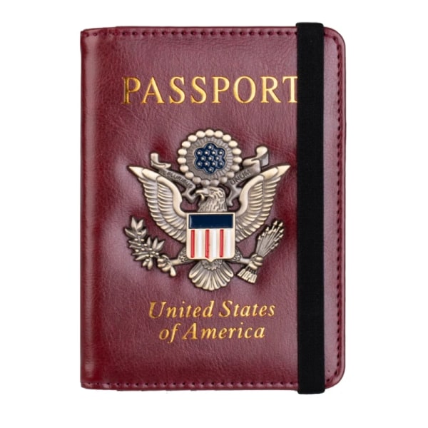 USA USA RFID cover Passfodral Case Case Blockering Läder Reseplånböcker Resetillbehör Red