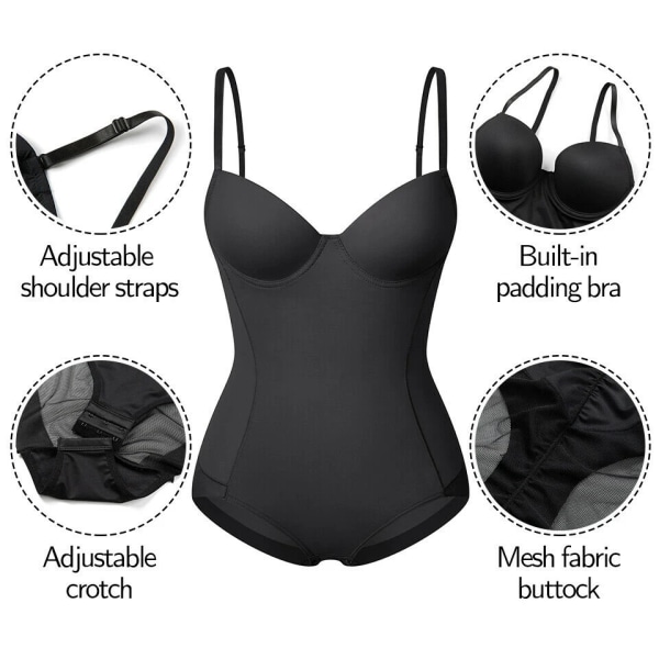 BH Shapewear Body Kvinnor Waist Trainer Korsett Modelleringsrem Reduktiv görd Bantning Underkläder Kroppsformare black mesh butt XL