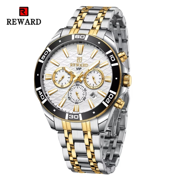 Ny belöning watch Vattentät sportarmbandsur för män Rostfritt stål Business Quartz klockor Klockgåva till fars födelsedag RD81134M-B No Box