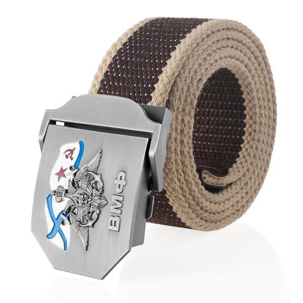 SupSindy Herr&Kvinnor Canvasbälte 3D rysk marinblå ВМФ Metallspänne Jeans Midjeband USSR Militärsoldater Taktiska bälten Mansrem Coffee khaki edge 130cm