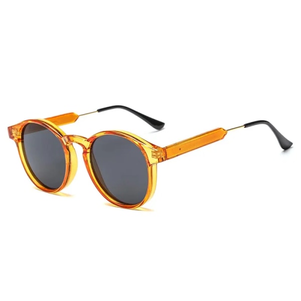 Solglasögon Retro Runda Kvinna Man Märkesdesign Transparent Kvinna Solglasögon Herr och Kvinnor Solglasögon Uv400 brown