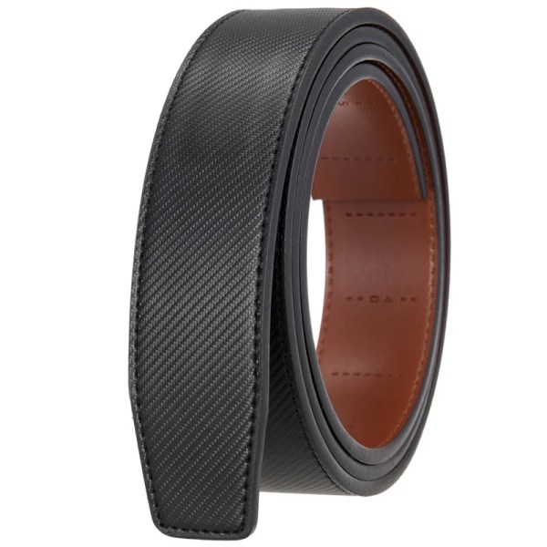 Inget spänne 3,5 cm bredd koskinn bälte i äkta läder herr utan automatisk spänne hane Svart Brun Blå Grå Vit B509 PLY35-3311 110cm