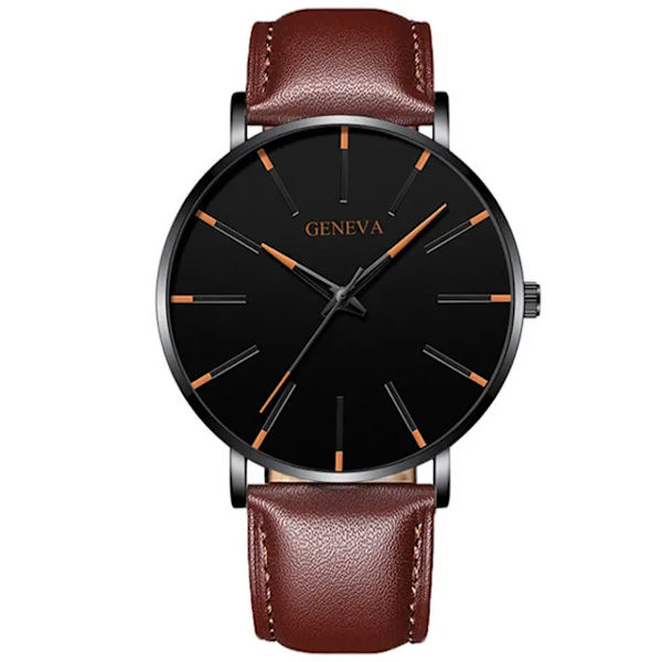 Rostfritt stål Mesh bälte Watch för män Minimalistisk ultratunn klocka Mode mäns watch relogio masculino Leather Brown Orange