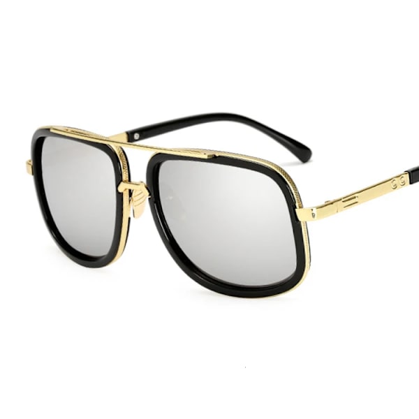 Klassisk märkesdesigner Flat Top Spegel Solglasögon Fyrkantiga Guld Man Kvinna Superstar Oversized Män Solglasögon Kvinnor Gold Silver